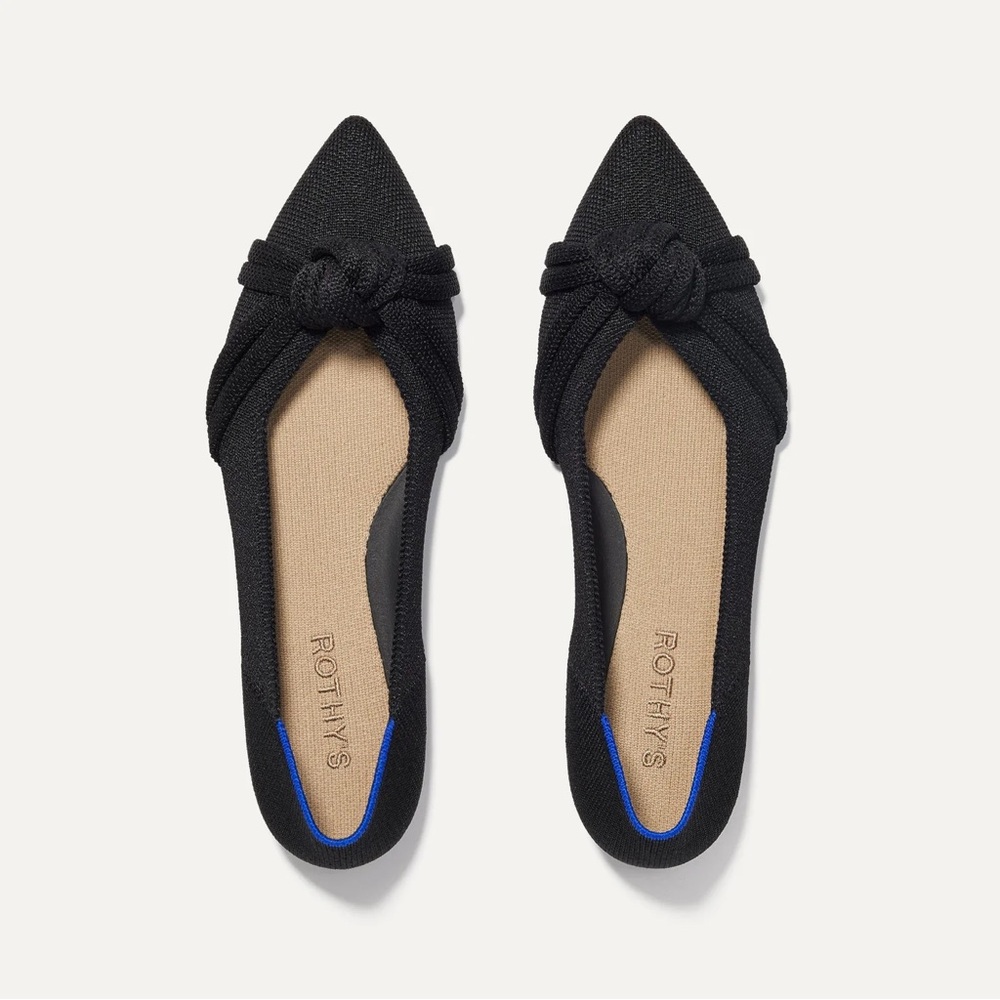 Rothy's Black The Knot II Pointed Flats 9 Like New